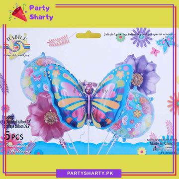 Butterfly Theme Foil Balloon Set of 5 Pieces for Birthday Parties Decoration & Celebrations
